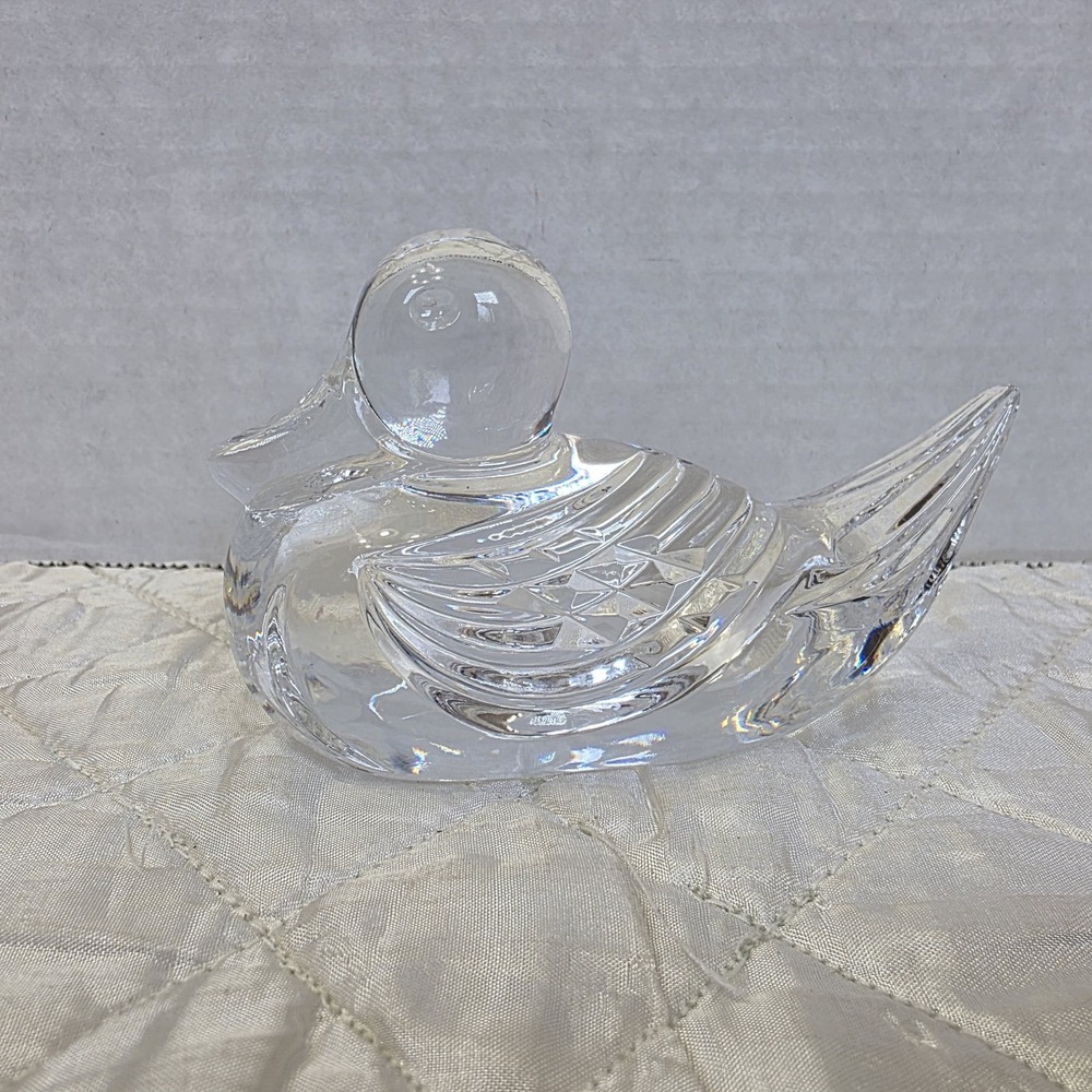 Vintage Waterford Crystal Duck Figurine Paperweight 1988 Waterford Mark